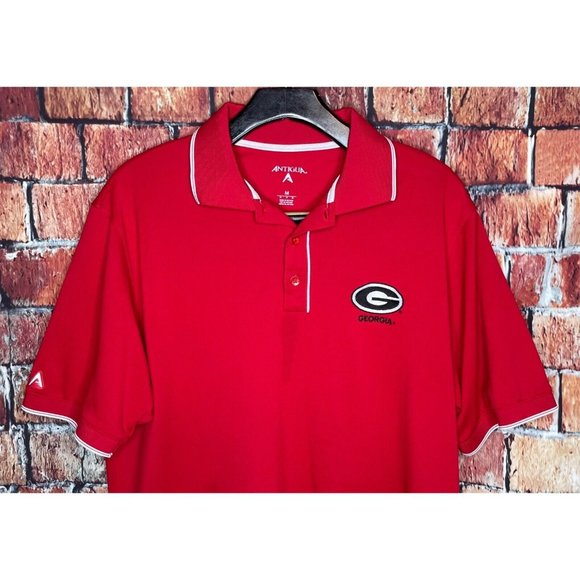 Antigua Other - Georgia Bulldogs UGA Dawgs Red Short Sleeve Polo Shirt Men’s Medium Antigua